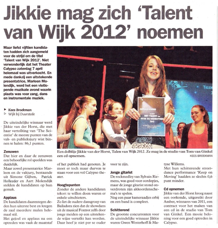 Wijks Talentenjacht, Calypso Theater, 7 april 2012