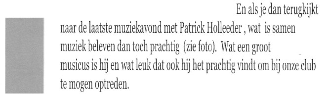 Muziekavond met Patrick Holleeder Muziekavond met Patrick Holleeder