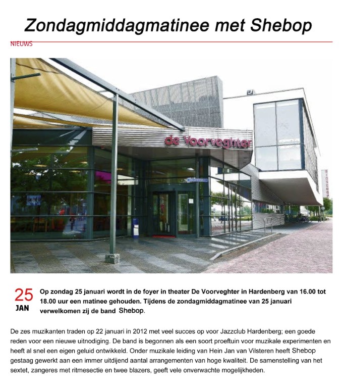 Shebop bij Jazzclub Hardenberg, 25 januari 2015