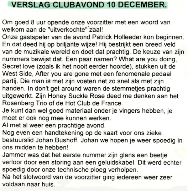 Recensie Gastoptreden Patrick Holleeder voor Brabant Orgelclub, 10 december 1997 Recensie Gastoptreden Patrick Holleeder voor Brabant Orgelclub, 10 december 1997
