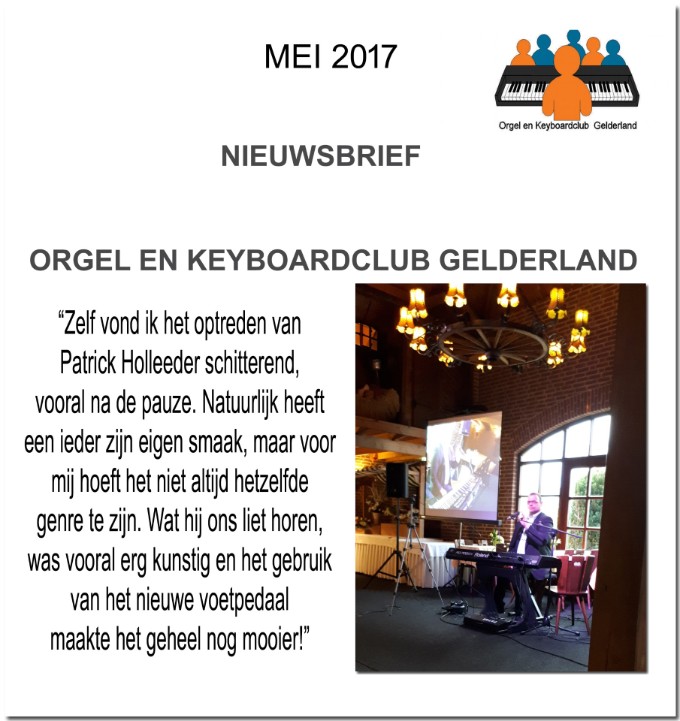 Gastoptreden Patrick Holleeder voor Orgel en Keyboardclub Gelderland, 24 april 2017