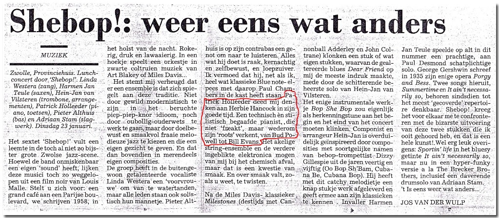 Recensie Shebop Optreden voor Provinciehuis Zwolle, 23 januari 2001 Recensie Shebop Optreden voor Provinciehuis Zwolle, 23 januari 2001