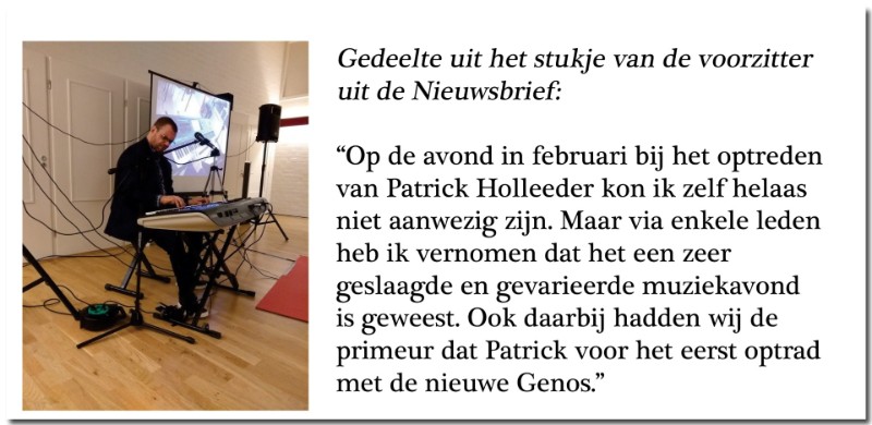 Gastoptreden Patrick Holleeder op YAMAHA GENOS voor Orgel en Keyboardclub Gelderland, 25 februari 2019